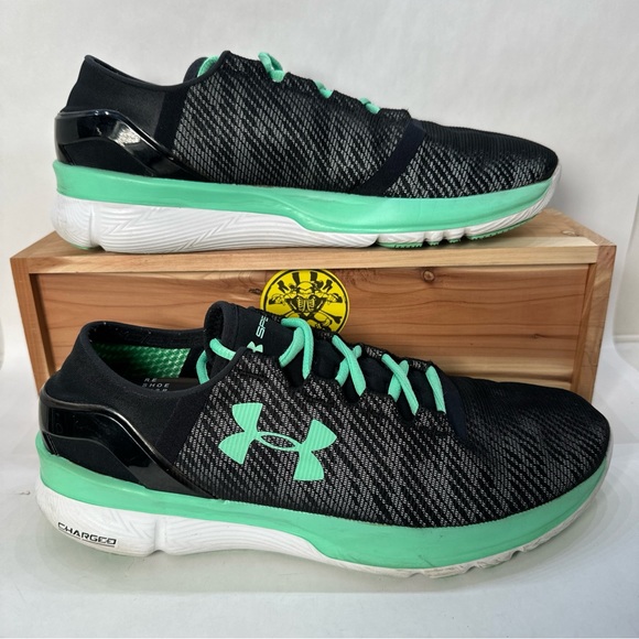 Under Armour SpeedForm Apollo 2 Reflective Black Green 1276682-001 Women Size 10 - Picture 2 of 9